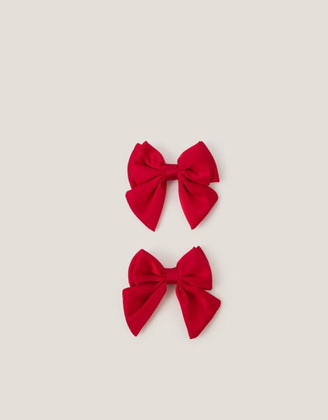 2-Pack School Bow Hair Clips, Red (RED), large