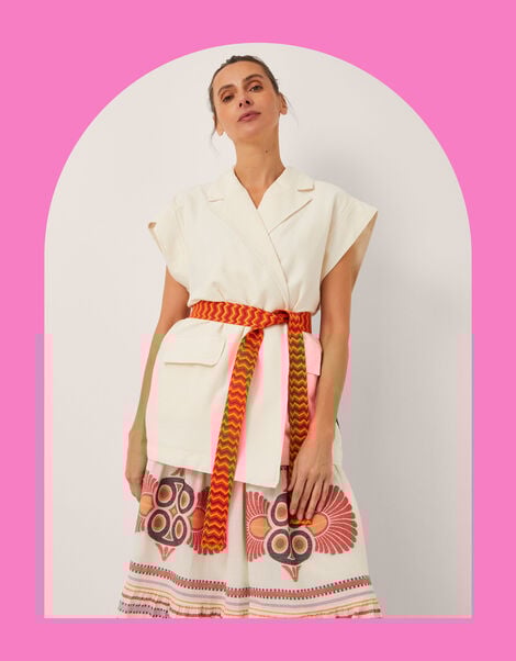 Devotion Twins Laugh Sleeveless Jacquard Jacket, Ivory (IVORY), large