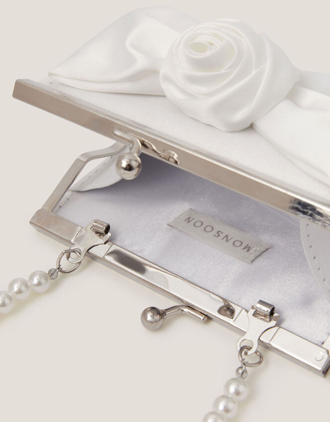 Satin Rose Bow Mini Bag, Ivory (IVORY), large