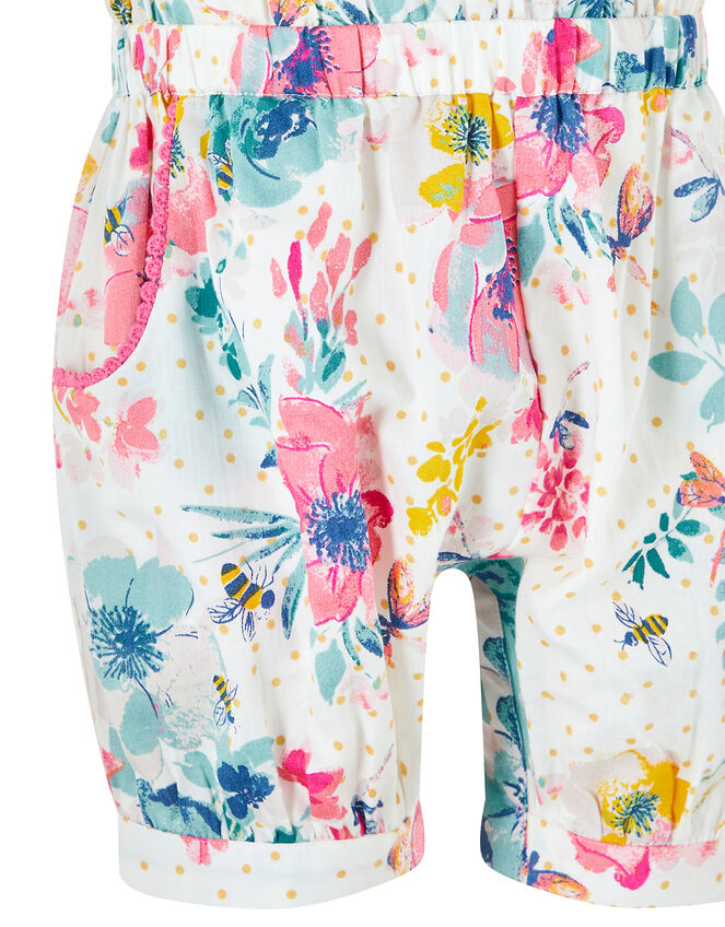 Baby Clarissa Floral Playsuit in Organic Cotton, Ivory (IVORY), large
