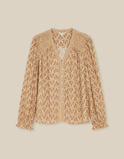Clementine Lace Print Top, Ivory (IVORY), large