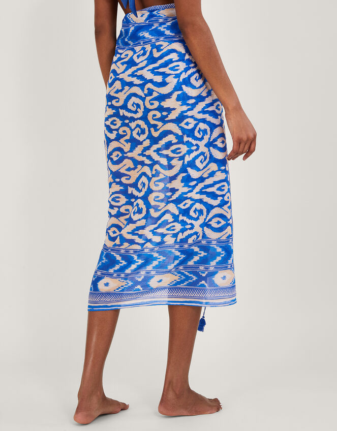 Ikat Print Sarong, Blue (BLUE), large