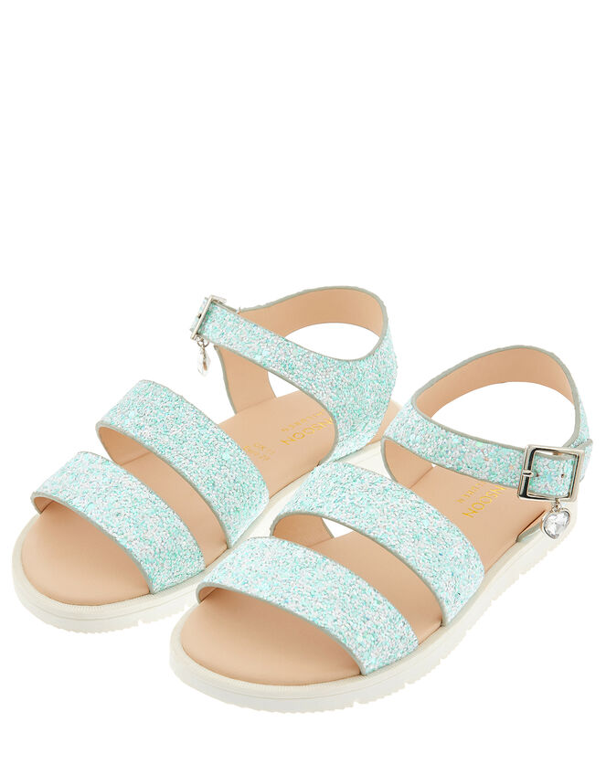 Edie Frosted Glitter Sandals, Green (MINT), large