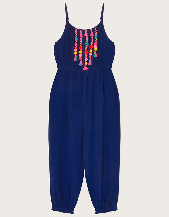 Fluorescent Tassel Culotte Jumpsuit, Blue (BLUE), large