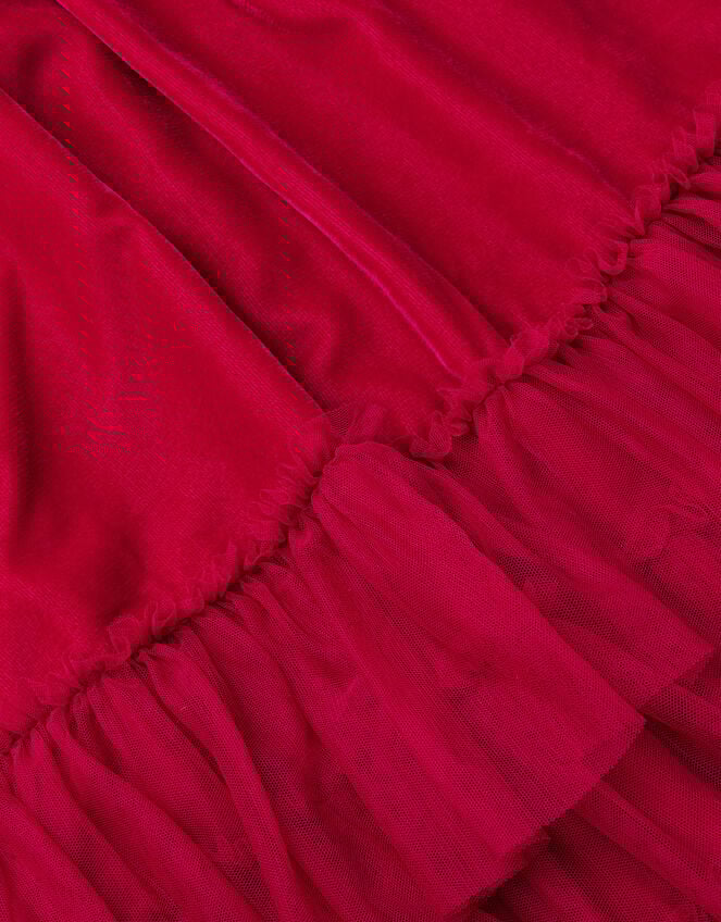 Alexandra Velvet Ruffle Party Dress, Red (RED), large