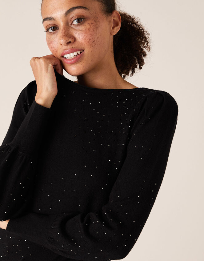 Hotfix Gem Jumper with Sustainable Viscose, Black (BLACK), large