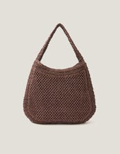 Hari Scoop Raffia Shoulder Bag, Brown (CHOCOLATE), large