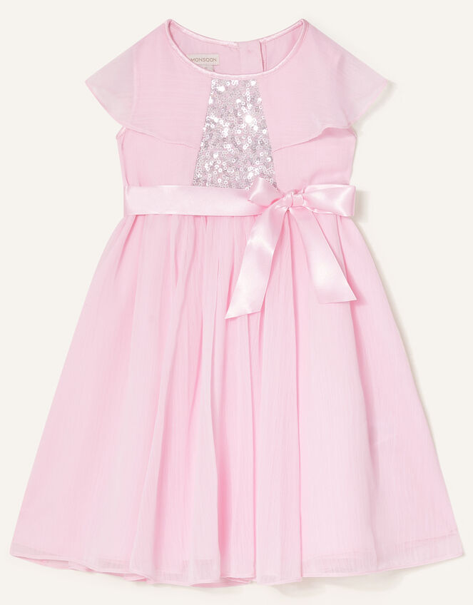 Baby Sequin Cape Sleeve Dress , Pink (PINK), large