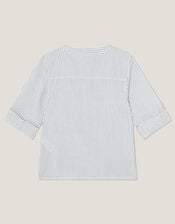 Stripe Cotton Shirt, Ivory (IVORY), large