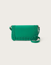 Leather Woven Cross-Body Bag, , large