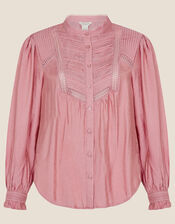 Verna Lace Insert Plain Blouse, Pink (ROSE), large