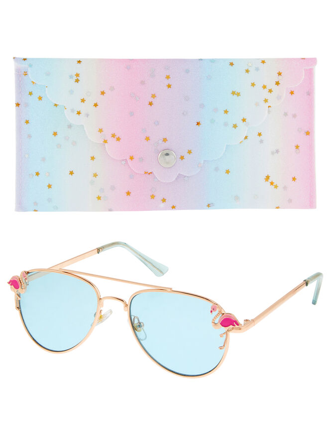 Flamingo Aviator Sunglasses with Case, , large