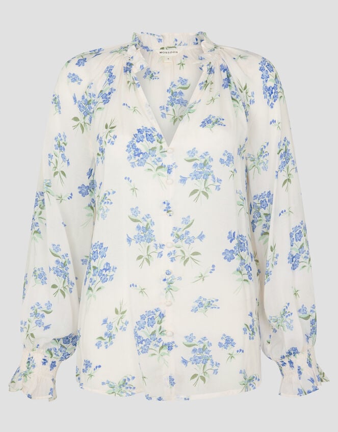 Sarah Sheer Floral Blouse, Ivory (IVORY), large