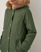 Paula Faux Fur Parka Coat, Green (KHAKI), large