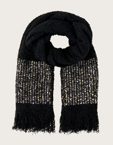 Sequin Border Boucle Scarf, , large
