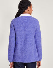 Super-Soft Edge to Edge Cardigan with Recycled Polyester, Blue (BLUE), large