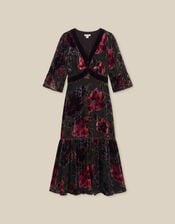 Anya Floral Devor&eacute; Maxi Dress, Red (BURGUNDY), large