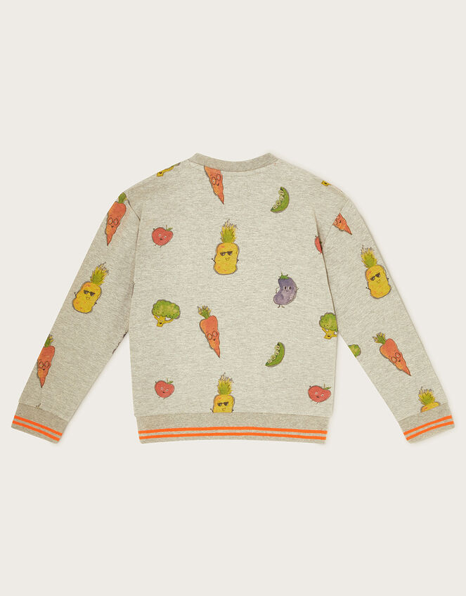 Fruit and Vegetable Print Sweatshirt, Grey (GREY), large