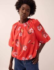 Nessa  Watercolour Floral Top, Red (RED), large