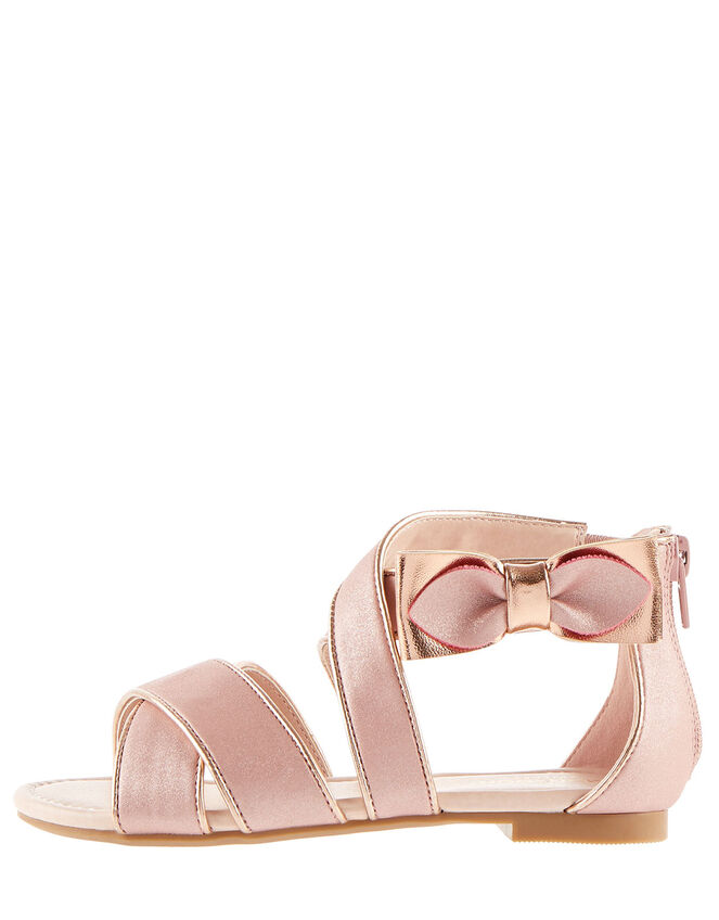 Shimmer Bow Strappy Sandals, Pink (PINK), large