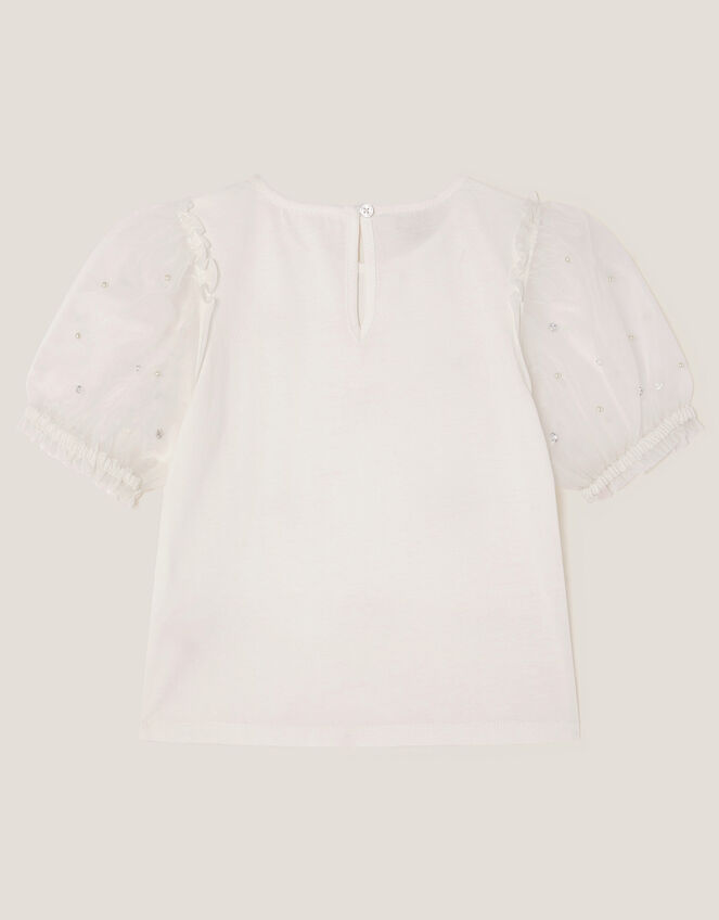 Bow Puff Sleeve T-Shirt, Ivory (IVORY), large