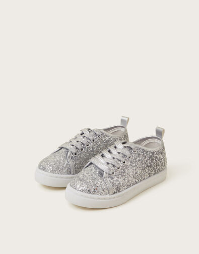 All-Over Glitter Sneakers, Silver (SILVER), large