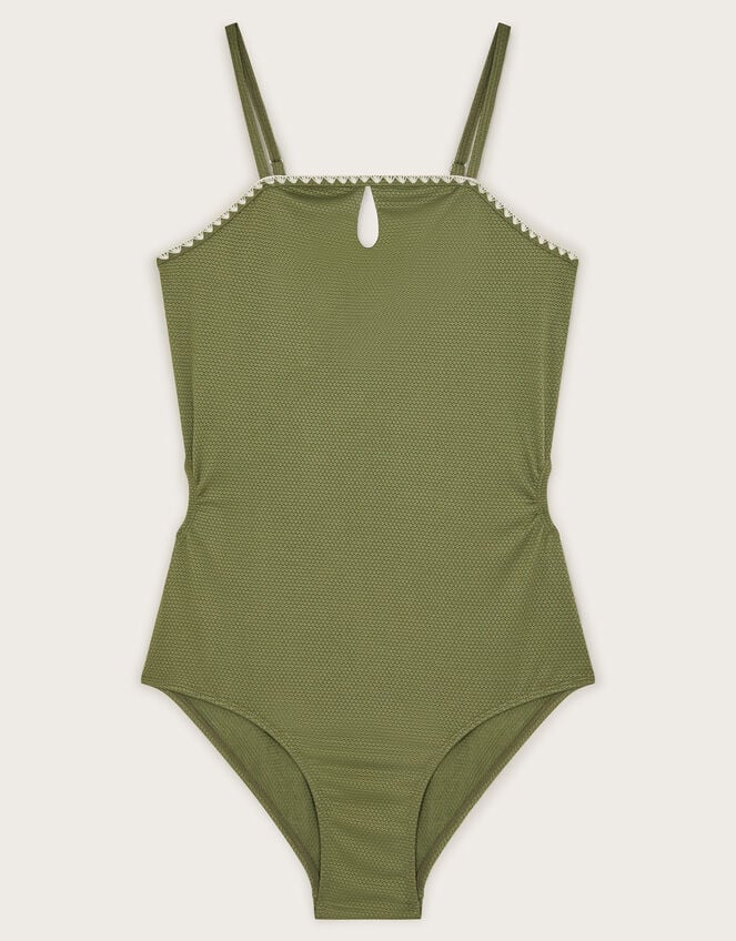 Texture Cut-Out Swimsuit, Green (KHAKI), large