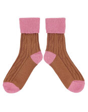Catherine Tough Cashmere Knit Socks, LIGHT BROWN, large