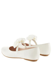 Shimmer Corsage Ballerina Flats, Ivory (IVORY), large