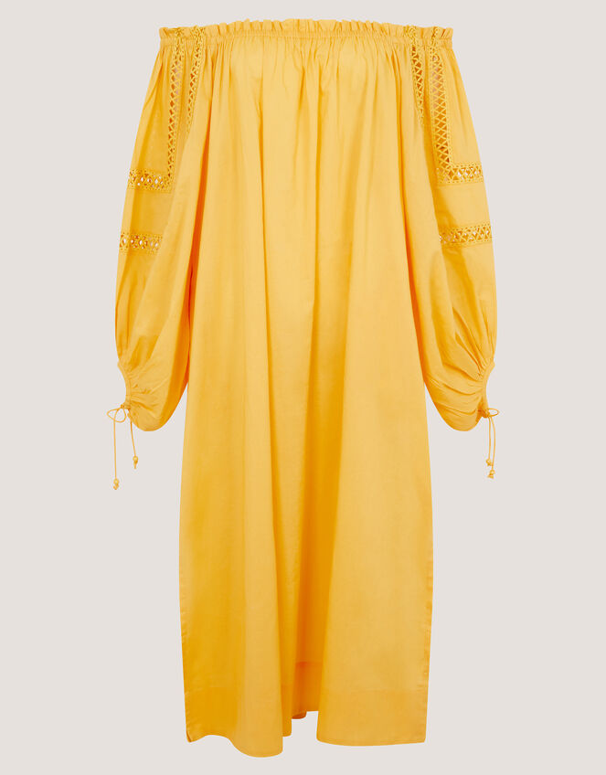 Lola Off-The-Shoulder Cotton Midi Dress, Yellow (YELLOW), large