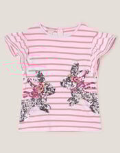 Sequin Bunny Stripe T-Shirt, Ivory (IVORY), large