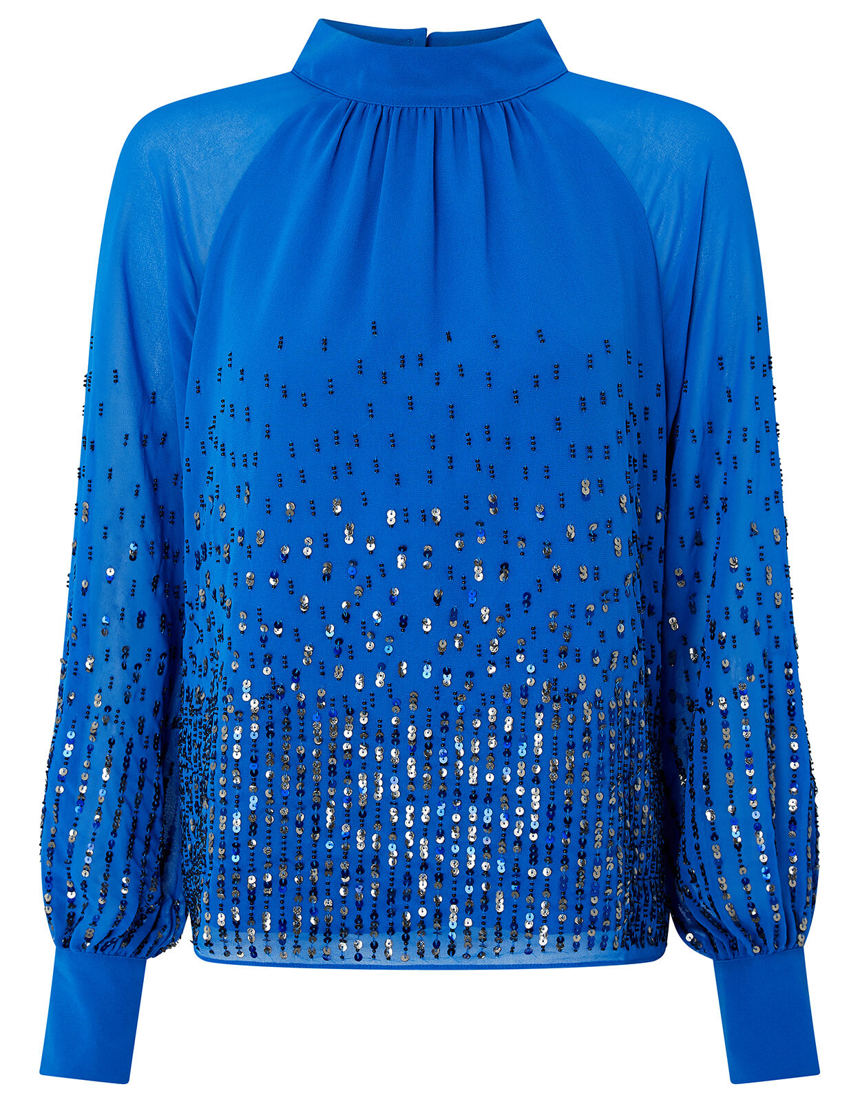 blue sequin blouse
