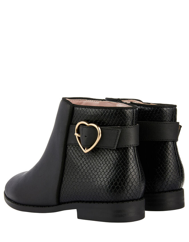 Mona Heart Buckle Ankle Boots, Black (BLACK), large