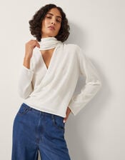 Suri Sheer Wrap Blouse, Ivory (IVORY), large