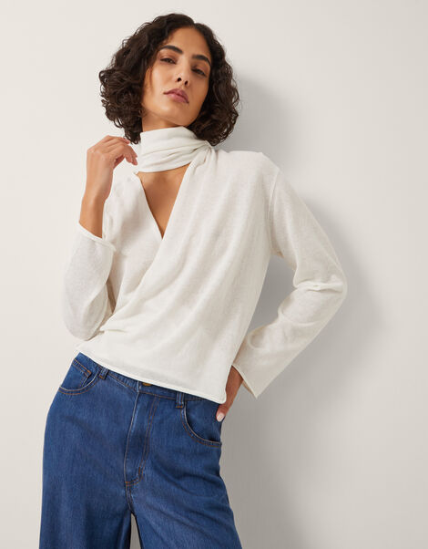 Suri Sheer Wrap Blouse, Ivory (IVORY), large