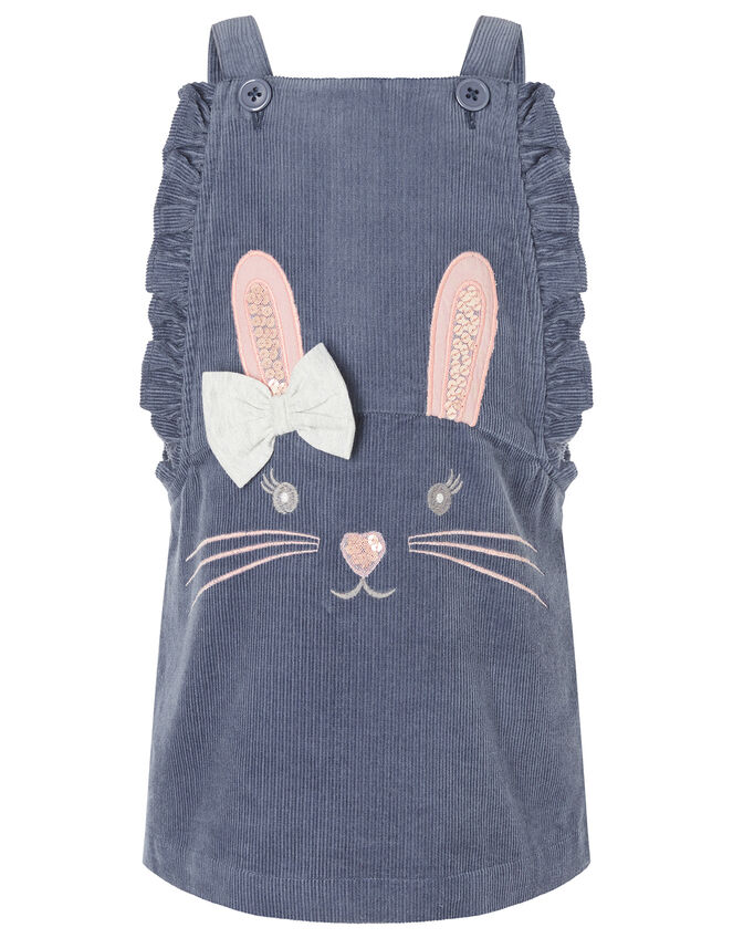 Baby Bunny Cord Pinafore Dress Set, Blue (BLUE), large