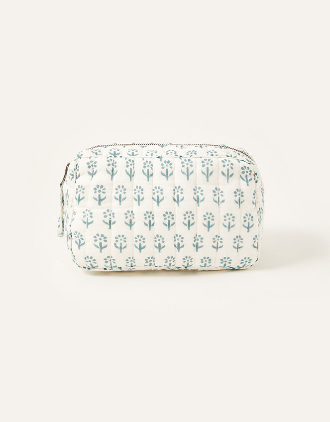 Floral Quilted Makeup Bag, , large