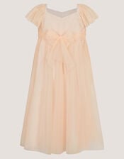 Estella Floral Embroidered Party Dress, Orange (PEACH), large