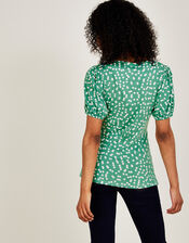 Dotty Short Sleeve Jersey Top, Green (GREEN), large