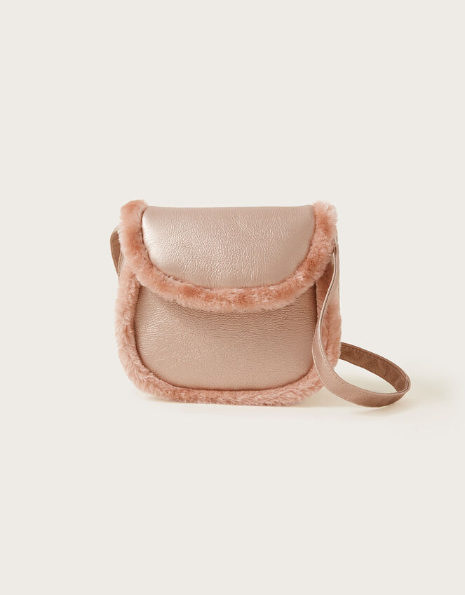 Boutique Metallic Fluffy Cross-Body Bag, , large