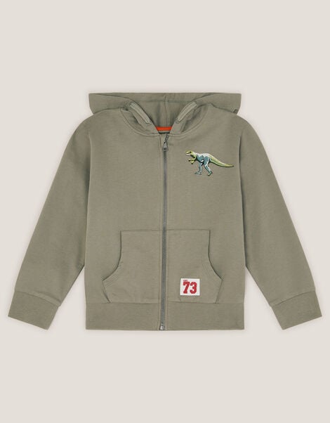 Dinosaur Zip-Up Hoodie, Green (GREEN), large