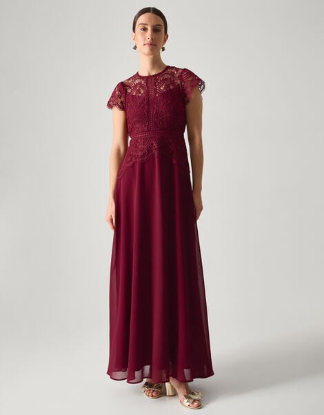 Monica Lace Bridesmaid Dress, Red (BURGUNDY), large
