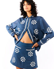 Wild Nona Woven Mini Skirt, Blue (BLUE), large