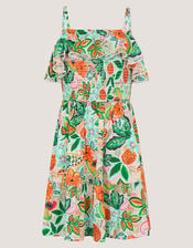 Tropical Floral Frilly Dress, Multi (MULTI), large