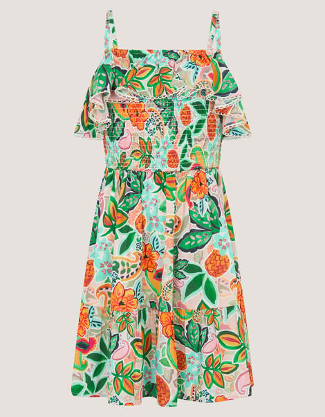 Tropical Floral Frilly Dress, Multi (MULTI), large