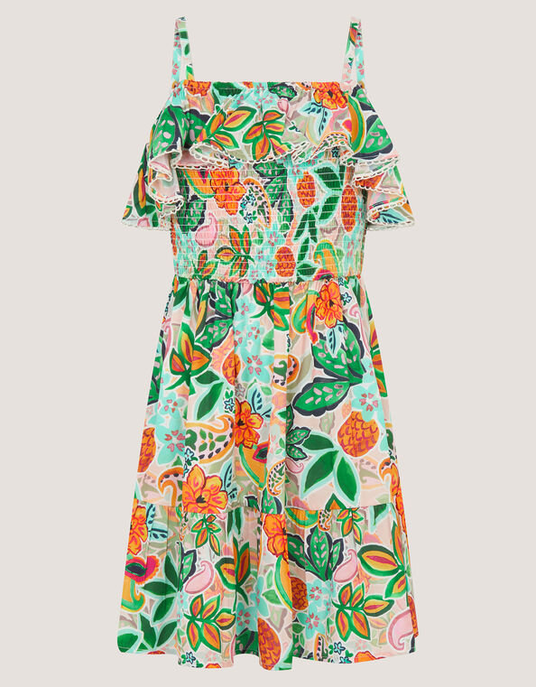 Tropical Floral Frilly Dress, Multi (MULTI), large