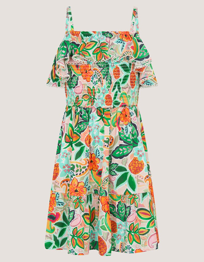 Tropical Floral Frilly Dress, Multi (MULTI), large