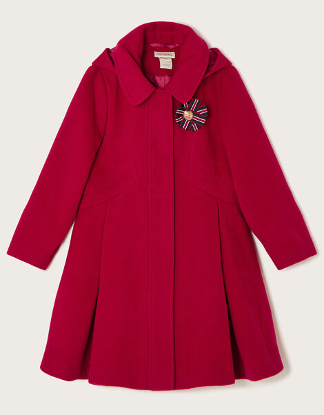 Corsage Detail Hooded Coat Red, Red (RED), large