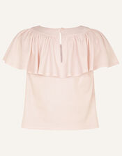 Shimmer Flutter Sleeve Jersey Top, Silver (SILVER), large