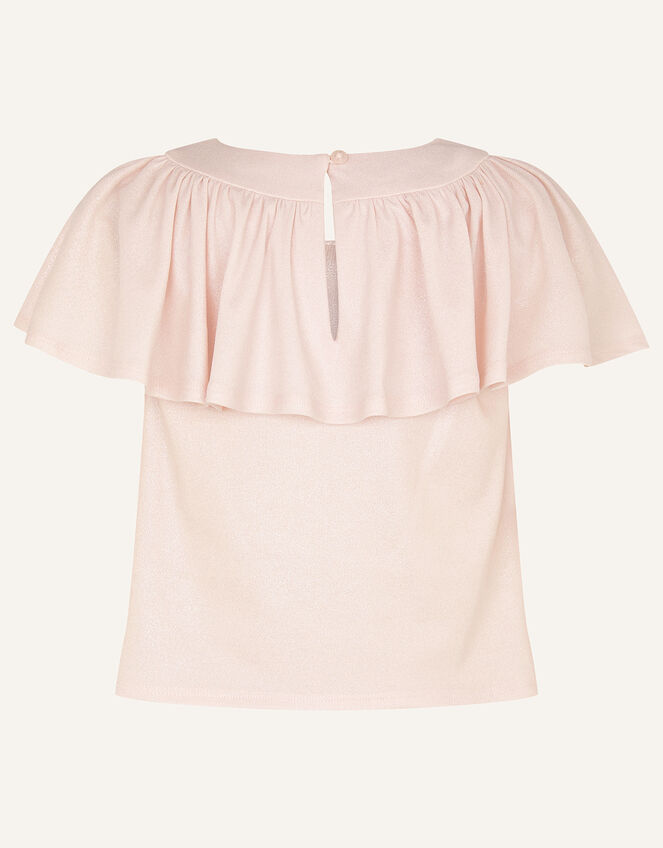 Shimmer Flutter Sleeve Jersey Top, Silver (SILVER), large